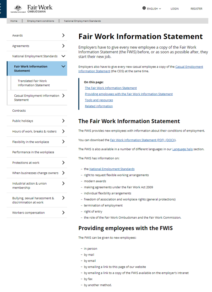 Fair Work Information Statement RespectWork